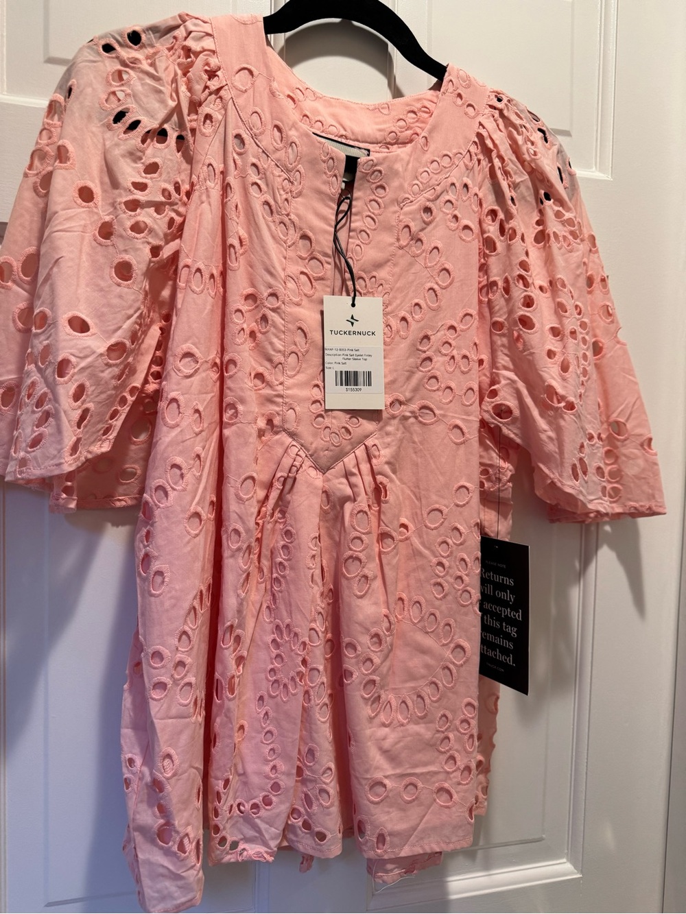 Tuckernuck Soft Pink Eyelet Puff-Sleeve Tunic
